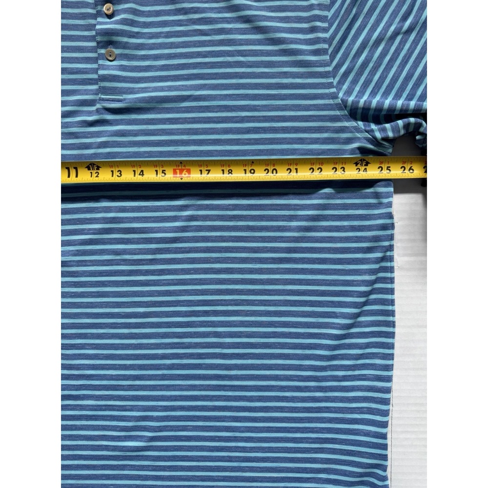 Peter Millar Summer Comfort Men's XL Blue Striped Performance Golf Polo Shirt - Picture 4 of 5